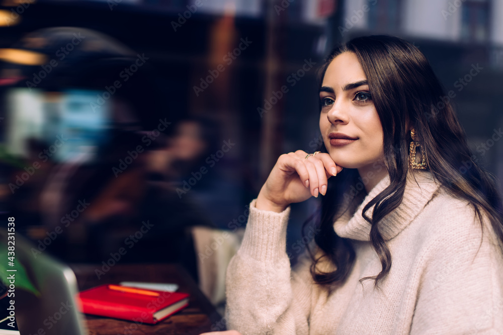 Pensive woman thinking about future plans