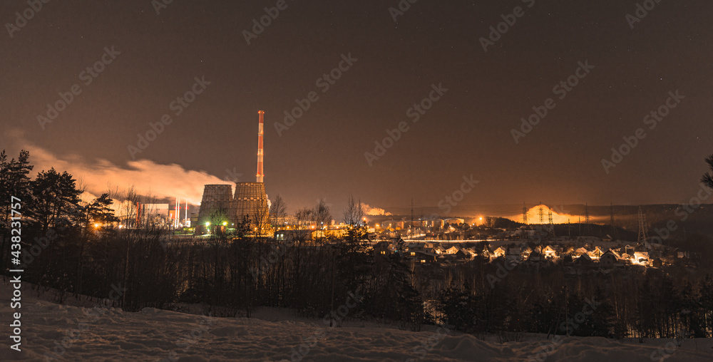 Fototapeta premium Factories during the night in winter