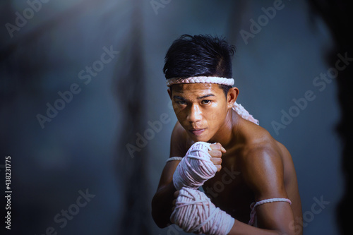 Portrait of a Muay Thai boxer, Thailand photo