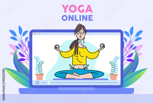 illustration of woman for 21 june-international yoga day web banner EPS10 vector. photo