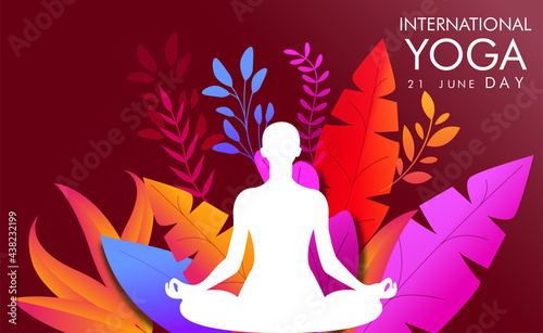 illustration of woman for 21 june-international yoga day web banner EPS10 vector.