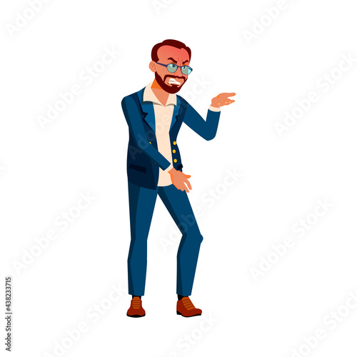 angry boss man shouting at employee in office cartoon vector. angry boss man shouting at employee in office character. isolated flat cartoon illustration