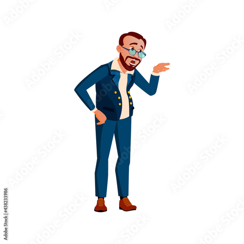 team leader man teaching new employee in office cartoon vector. team leader man teaching new employee in office character. isolated flat cartoon illustration