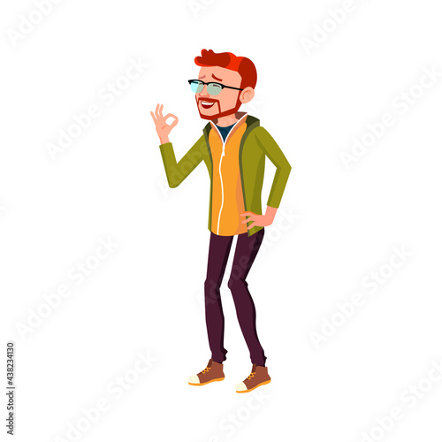 funny young guy like friend joke cartoon vector. funny young guy like friend joke character. isolated flat cartoon illustration