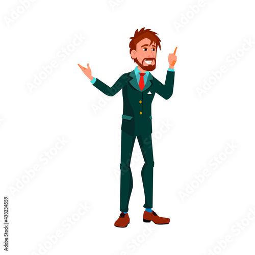 businessman telling strategy in conference room cartoon vector. businessman telling strategy in conference room character. isolated flat cartoon illustration