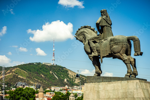 Statue of King Vakhtang of Georgia, Old town, Tbilisi, Georgia photo