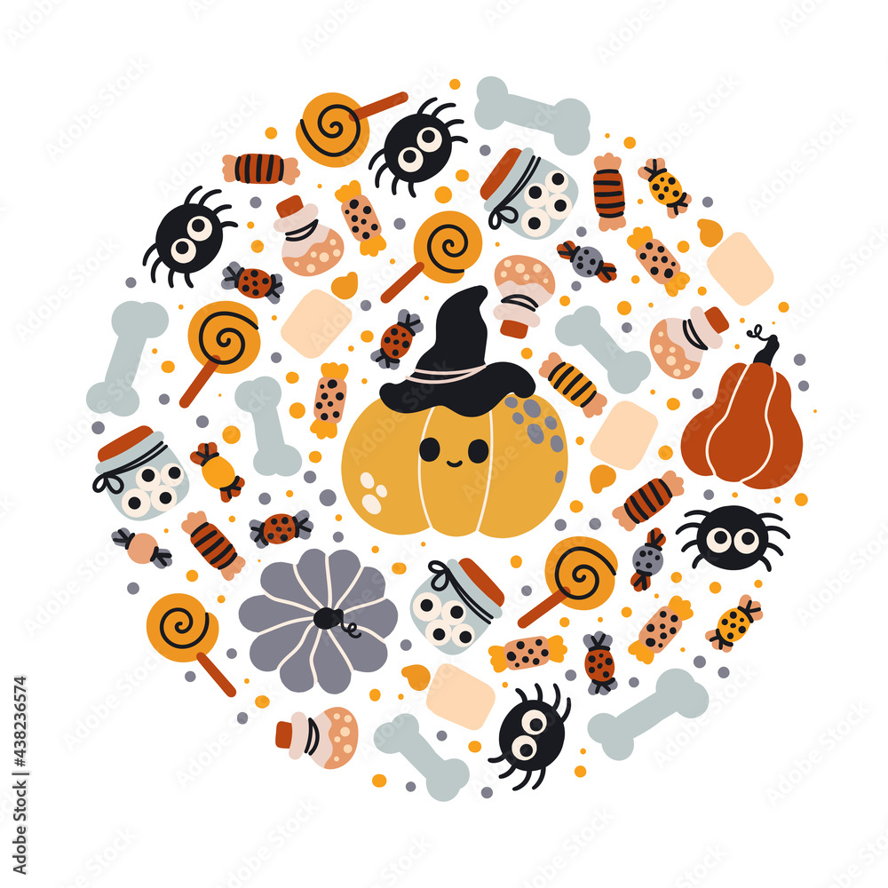 Obraz premium Cute Halloween Pattern Cards