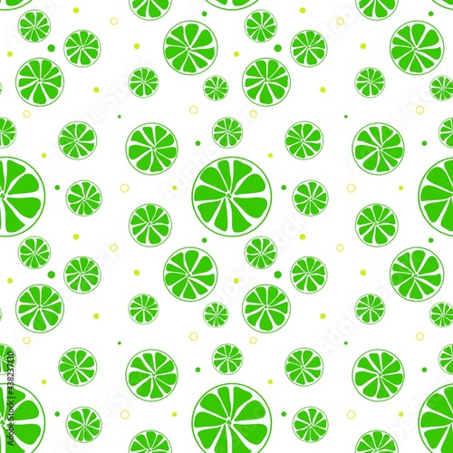Set of lime slices green citrus seamless pattern hand-drawn digital illustration 