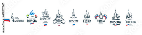 A set of vector icons of Russia, drawn by hand on a white background