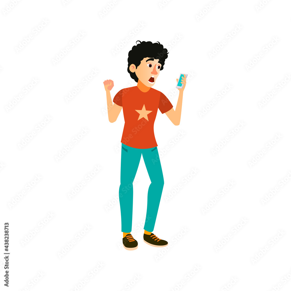 curly hair man shocking from girlfriend answer cartoon vector. curly hair man shocking from girlfriend answer character. isolated flat cartoon illustration