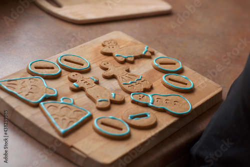 christmas cookies on wooden background
