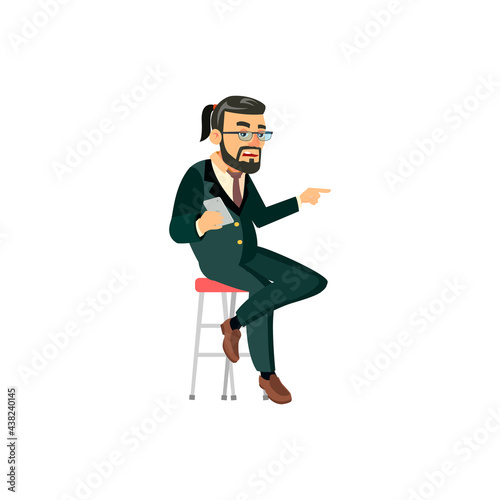 tired man choosing new tie in clothing shop cartoon vector. tired man choosing new tie in clothing shop character. isolated flat cartoon illustration