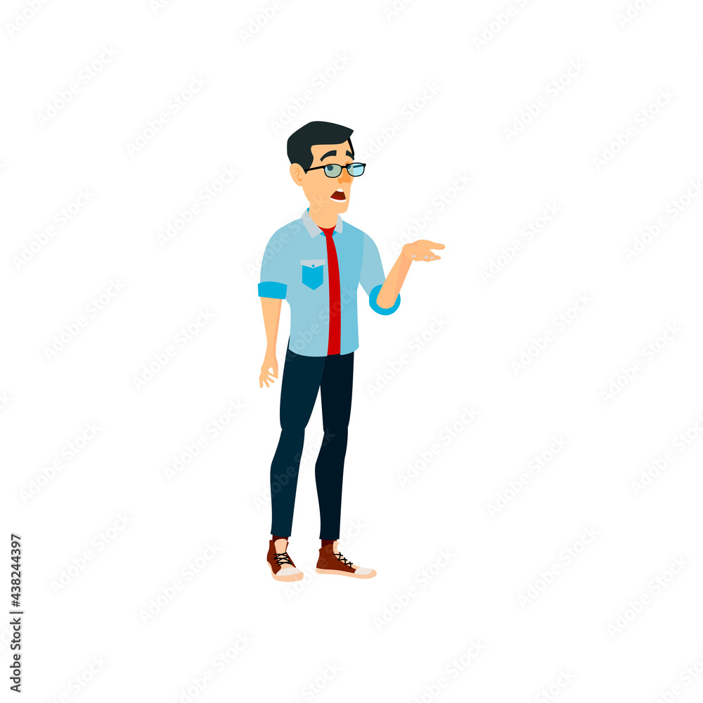 disappointed smart man surprised at decision of boss cartoon vector. disappointed smart man surprised at decision of boss character. isolated flat cartoon illustration