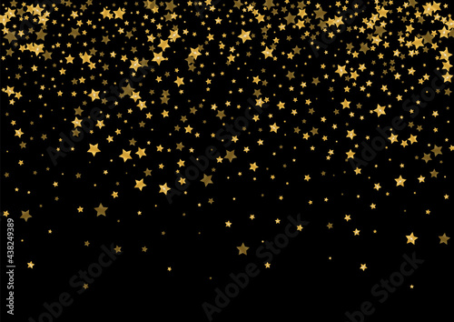 Gold Night Spark Pattern. Shine Glitter Background. Gradient Star Element Design. Party Sequin Texture. Yellow Abstract Illustration