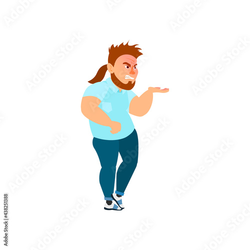 mad fatty man shouting at waiter in restaurant cartoon vector. mad fatty man shouting at waiter in restaurant character. isolated flat cartoon illustration