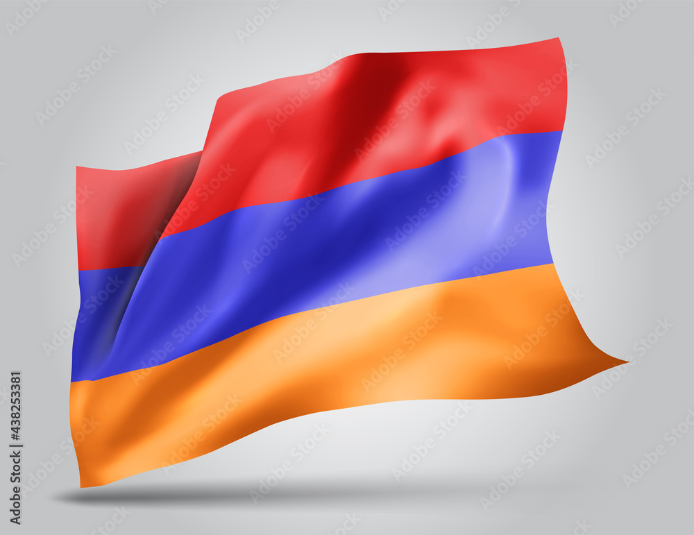 Naklejka premium Armenia, vector 3d flag isolated on white background
