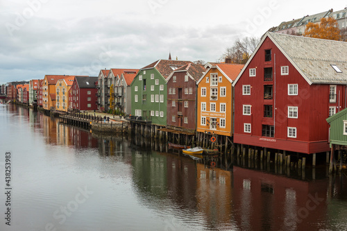 Old warehouses line the Nidelva riverside, Bakklandet, Trondheim, Trøndelag, Norway © Will Perrett