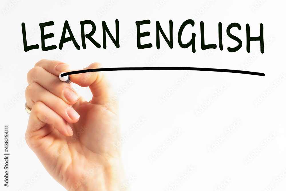 hand writing inscription learn english with marker, concept, stock image hand writing inscription learn english with marker, concept, stock image