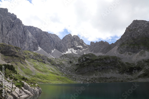 Cloudy day on a mountain lake