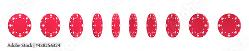 Gambling game, casino 3d chips. Rotating poker chips
