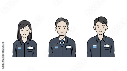 コンビニの店員　店長　スタッフ　アルバイト　男女　イラスト素材