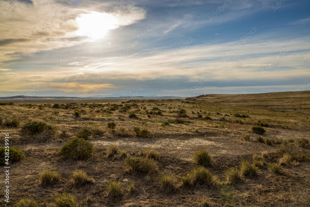 Panoramic spring landscape along the I-80 highway in Utah