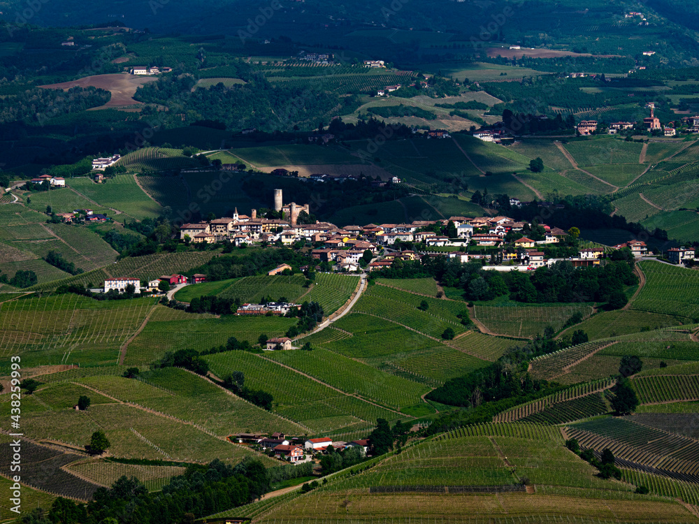 Landscape of the villages and hills of the Langhe