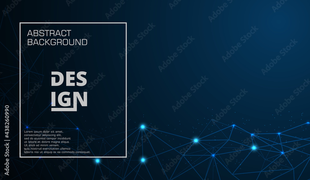 Abstract futuristic - Molecules technology with polygonal shapes on dark blue background. Illustration Vector design.