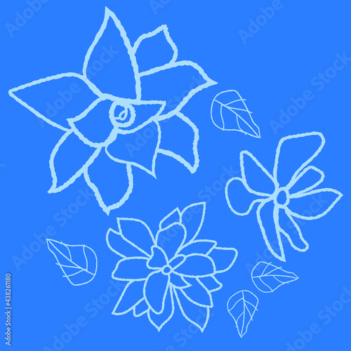 Floral pattern vector illustration on a blue background