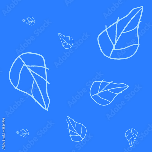 Leaf pattern vector illustration on a blue background