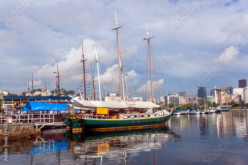 a colorful boat parked