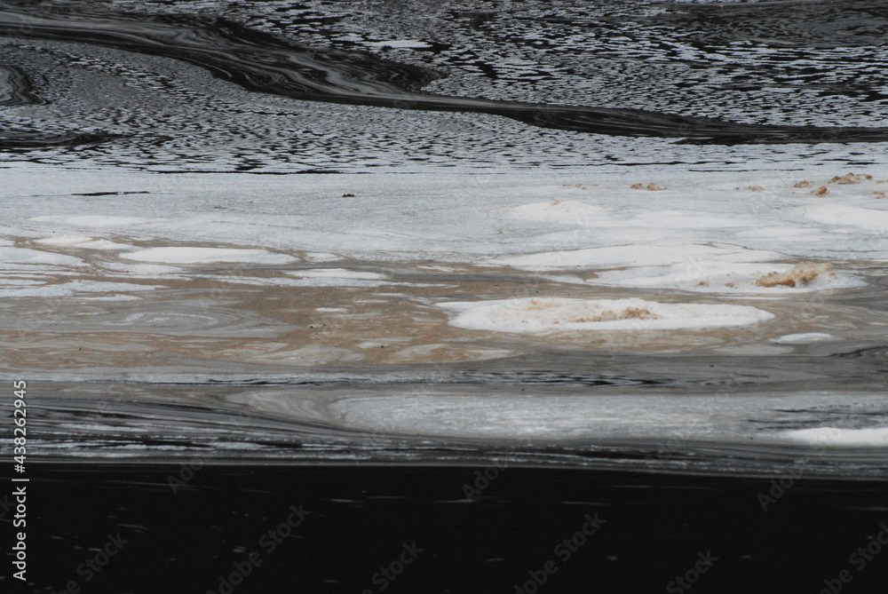 ABSTRACT- A Beautiful View of Foam Patterns on a Dark River