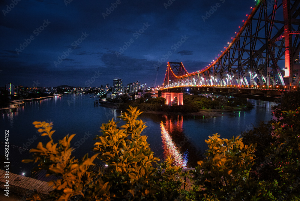 Fototapeta premium Night view of Story Bridge in Brisbane. High quality photo