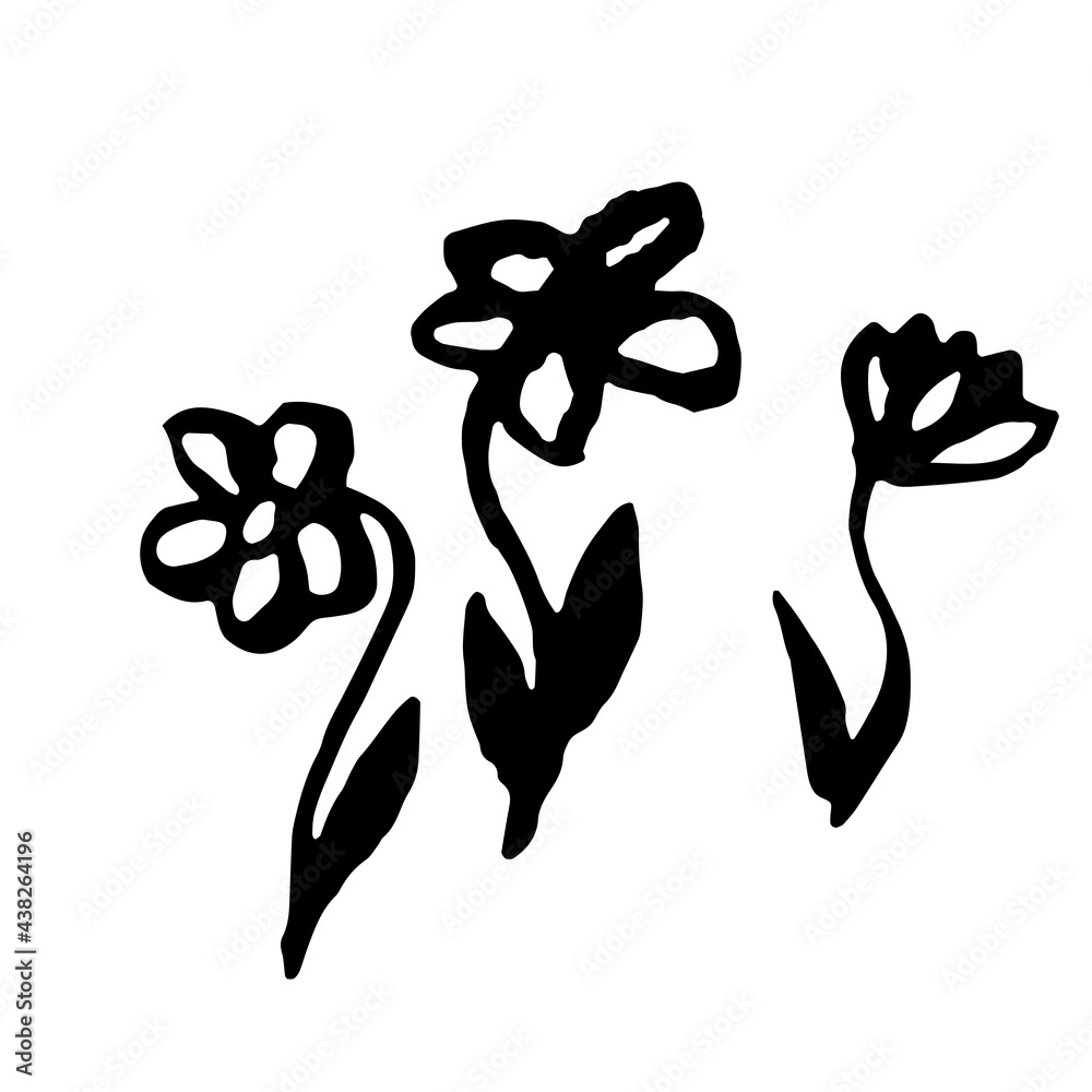 Hand drawn vector illustration of blooming flower. Logo design element for summer collection. Hand drawn vector illustration of blooming flower. Logo design element for summer collection.