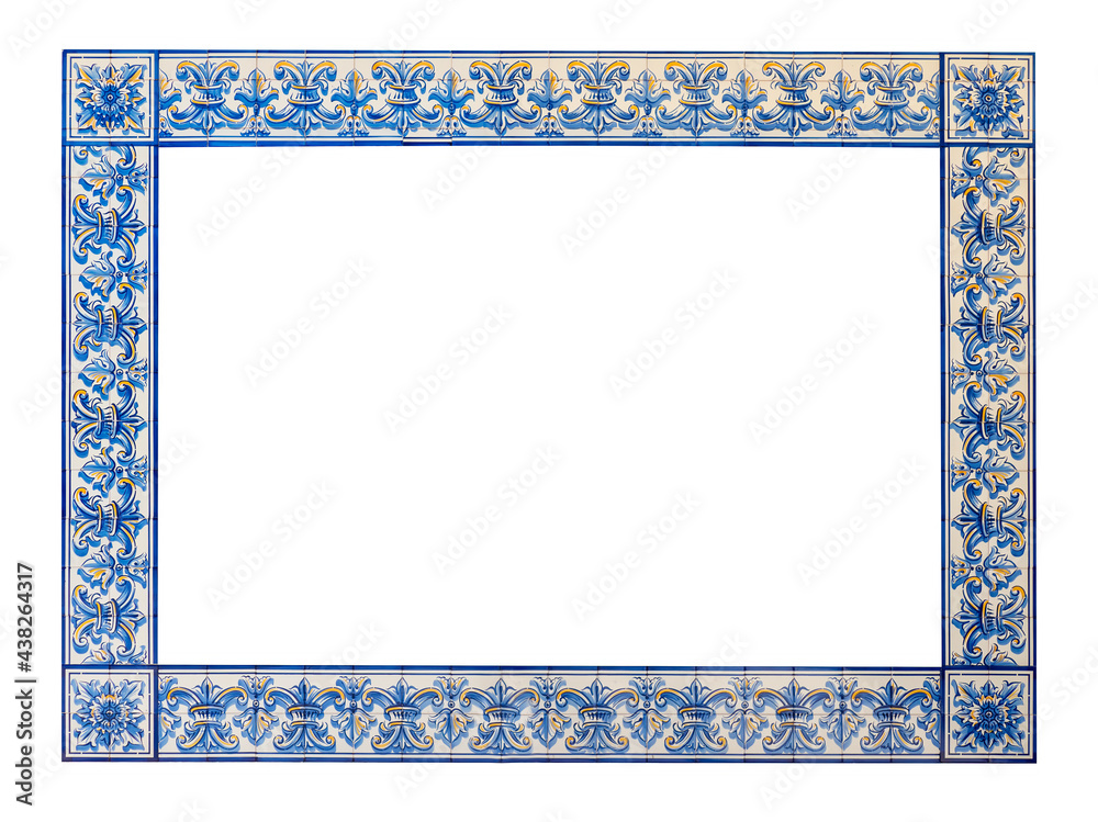 Moldura de azulejo azul típico português