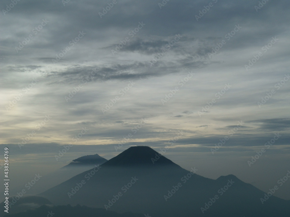 beautiful morning mountain view and cloudy sky