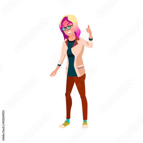 angry woman disapproving of decision at work meeting cartoon vector. angry woman disapproving of decision at work meeting character. isolated flat cartoon illustration