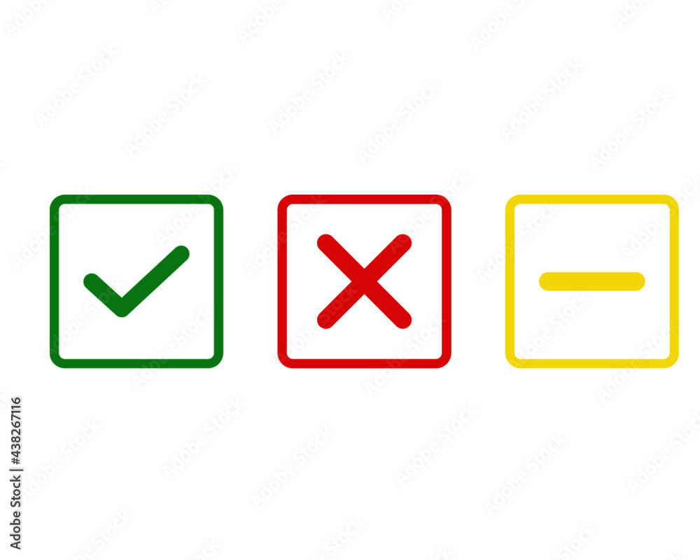 tick / check sign icons for customer satisfaction, availability, pros and cons, rating, survey, infographic usage tick / check sign icons for customer satisfaction, availability, pros and cons, rating, survey, infographic usage