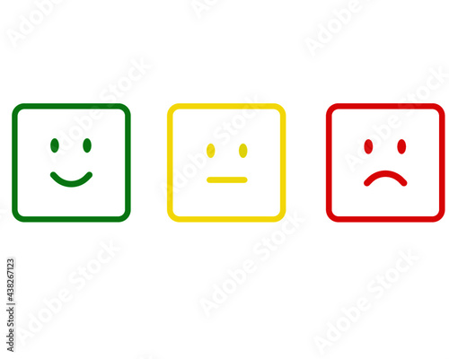 smiley face, emoticon face icon for web, app, software use - satisfaction, customer service, poll concept