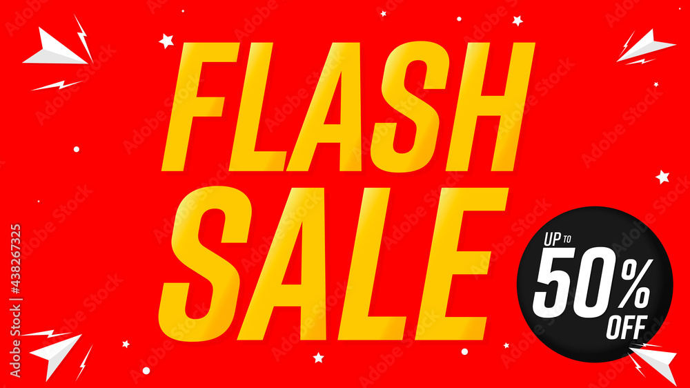 Flash Sale 50% off, poster design template, discount banner, vector illustration Flash Sale 50% off, poster design template, discount banner, vector illustration