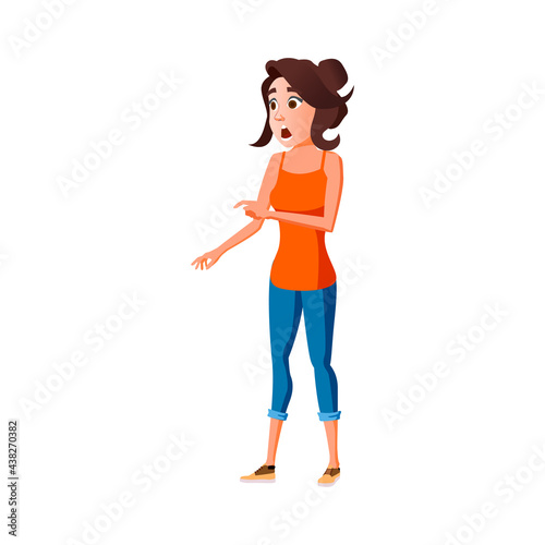 shocked woman late on train cartoon vector. shocked woman late on train character. isolated flat cartoon illustration