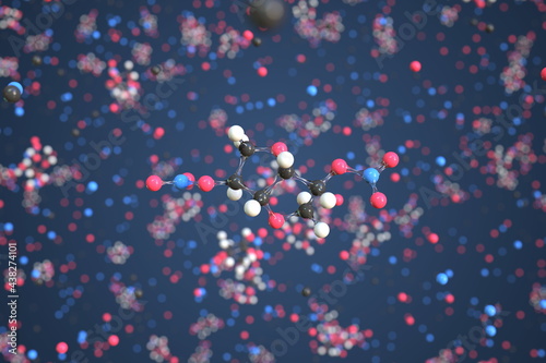 Molecule of Isosorbide dinitrate. Molecular model, conceptual 3d rendering photo