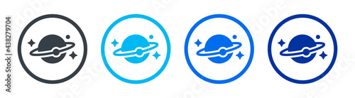 Saturn planet icon on circle design vector illustration. Space concept