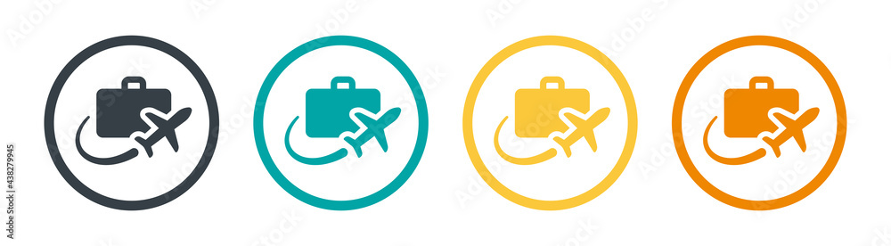Suitcase with plane symbol. Concept for travelling and trip. Vector illustration Suitcase with plane symbol. Concept for travelling and trip. Vector illustration