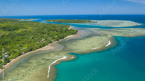 A bay and channel with reefs in the North-east of Choiseul island, Solomon islands.