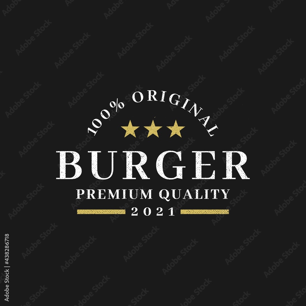 vintage badge burger logo for burger restaurant.