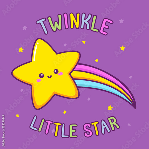 cute star with colorful rainbow