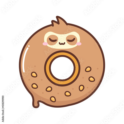 cute doughnut in sloth shape