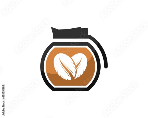 Modern and simple coffee pot with coffee beans inside
