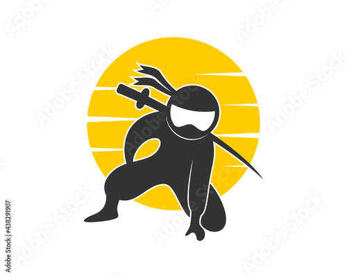 Ninja in the sunset vector illustration